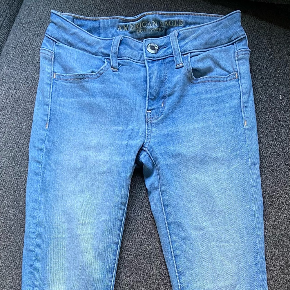 American Eagle Super Stretch Skinny Jeans Jegging 0 Short Lightwash